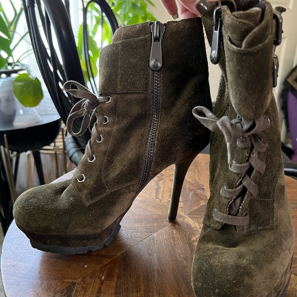Sam Edelman Vancouver olive army green platform lace up combat boots - Picture 5 of 7